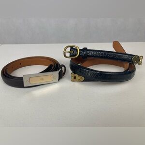 Vintage Lauren Ralph Lauren Black and Brown Leather Belt Set